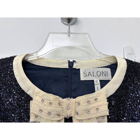 SALONI Glittering Black Jumpsuit with Cream Accents - Picture 4 of 16